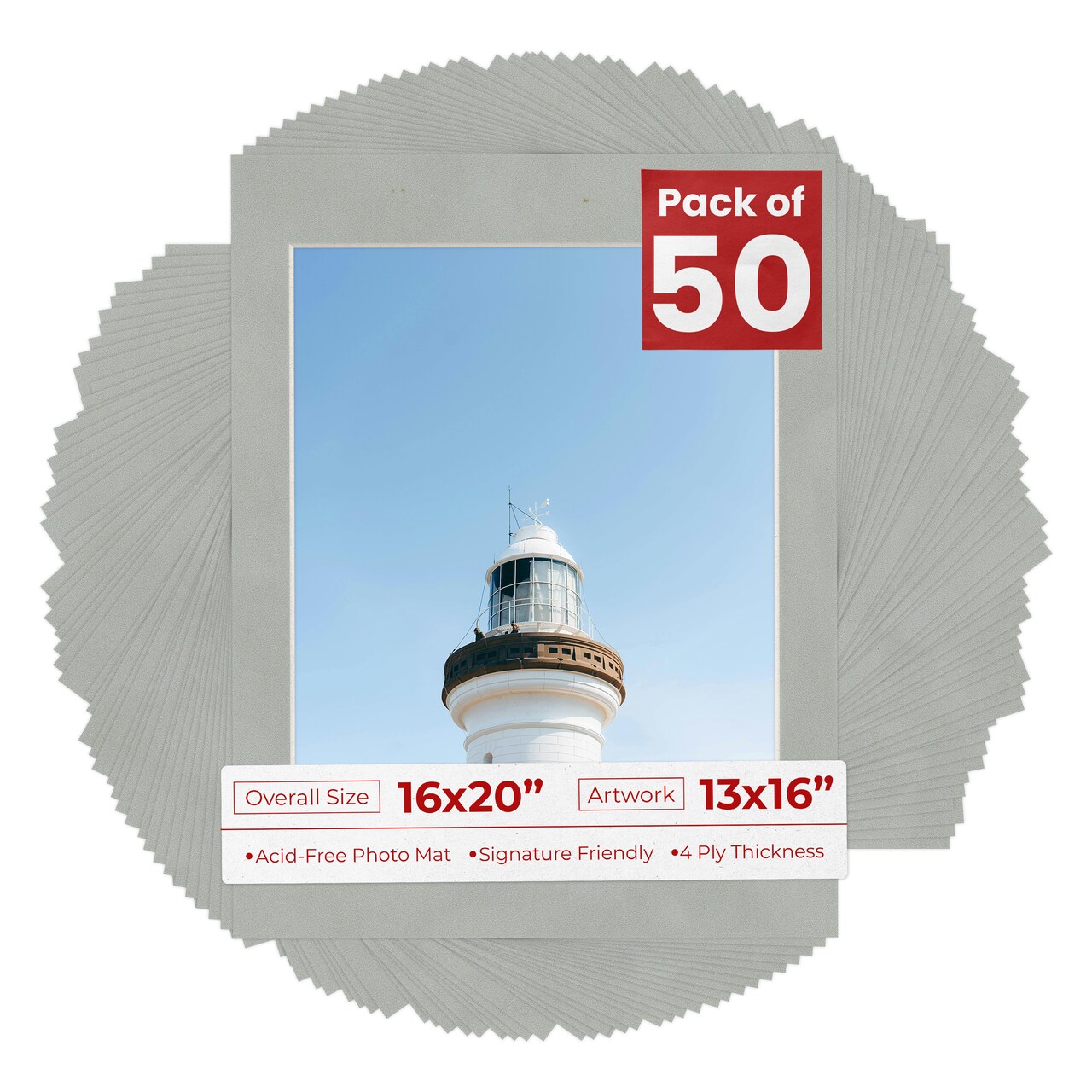 Light Grey Suede Mat Board for 16x20 Frames - Fits 13x16 Photos